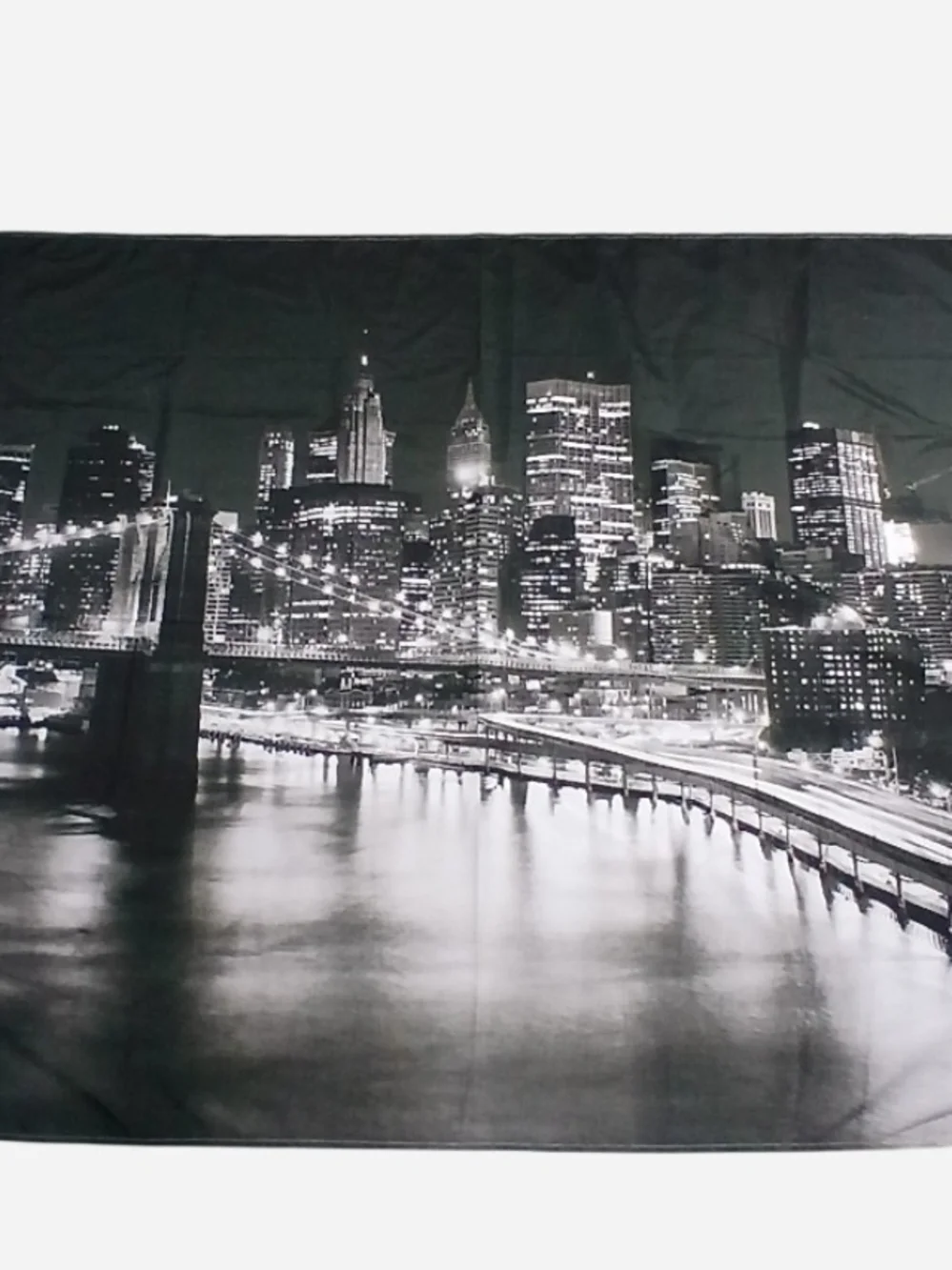 Black & White Cityscape Tapestry - Urban Night Skyline